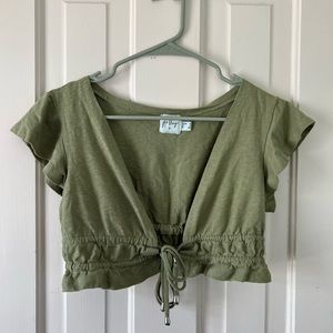 JAMISON Reid Princess Polly Crop Top in Khaki